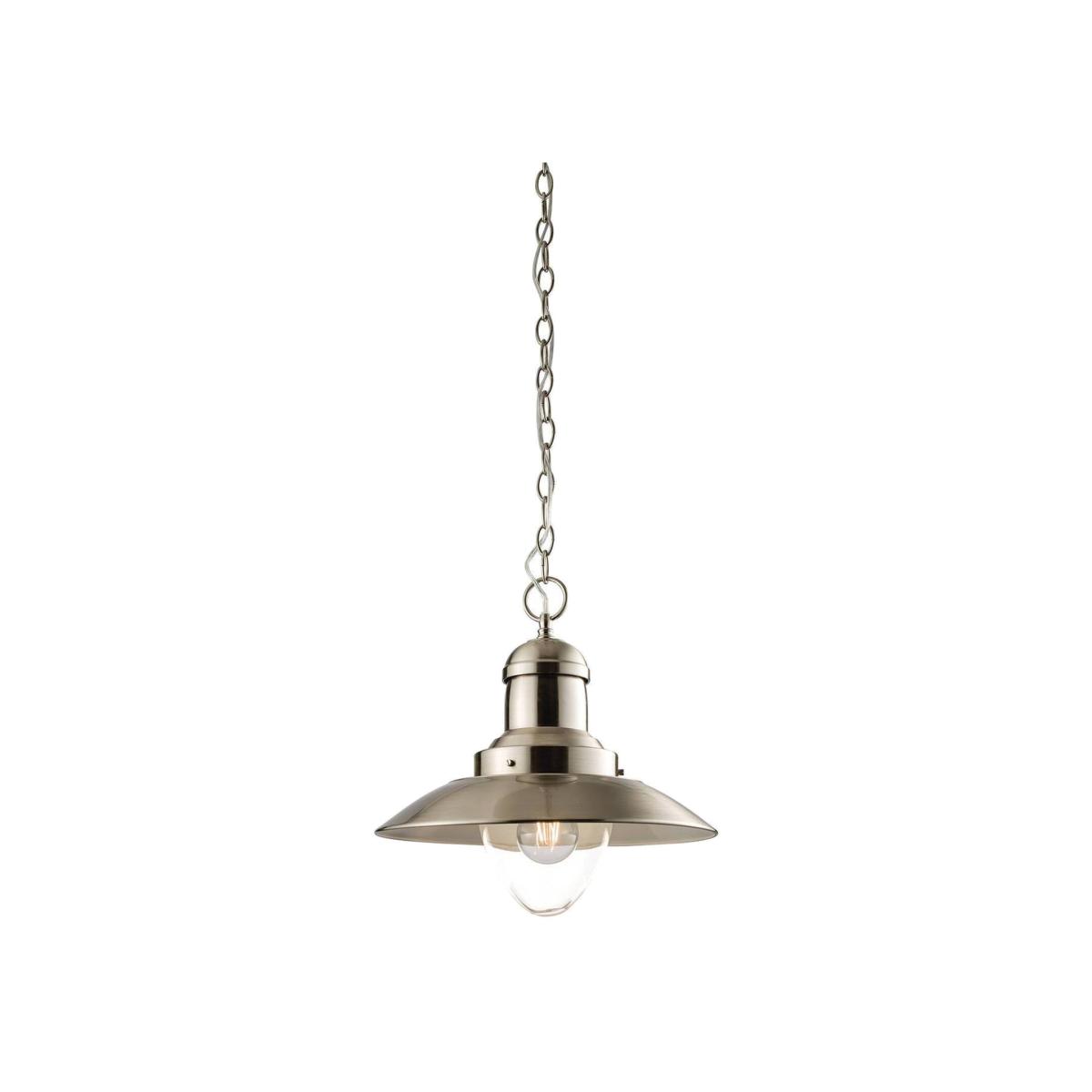 Mendip 1 Light Dome Ceiling Pendant Clear Glass, Satin Nickel, E27 - Clear Glass