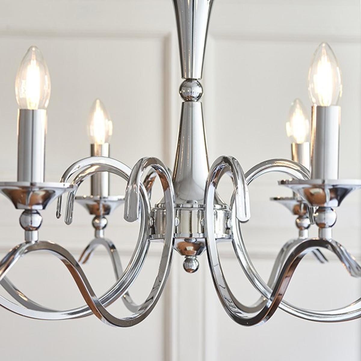 Kora 8 Light Chandelier Chrome Finish, E14 - Chrome – image 2