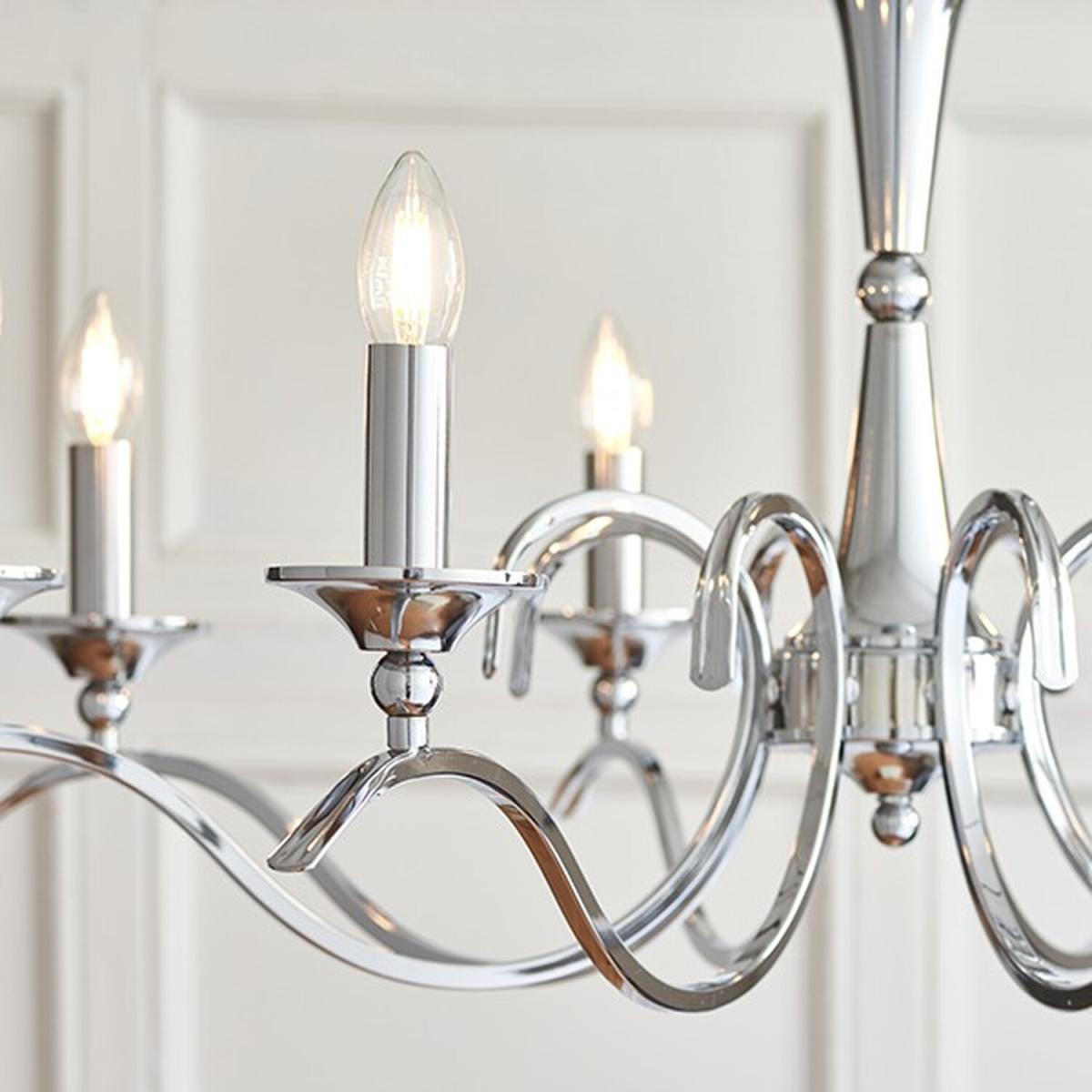 Kora 8 Light Chandelier Chrome Finish, E14 - Chrome – image 3