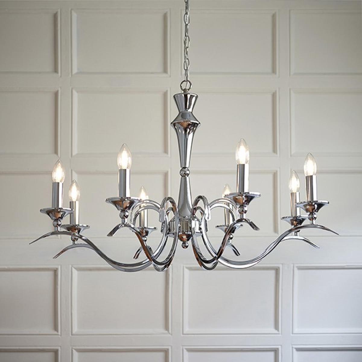 Kora 8 Light Chandelier Chrome Finish, E14 - Chrome – image 1