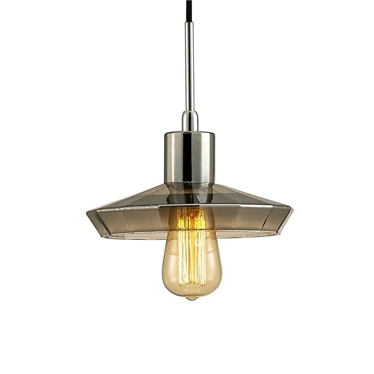 Markus Shallow Dome Ceiling Pendant E27 Polished Chrome, Smoke Black Glass - Polished Chrome – image 3
