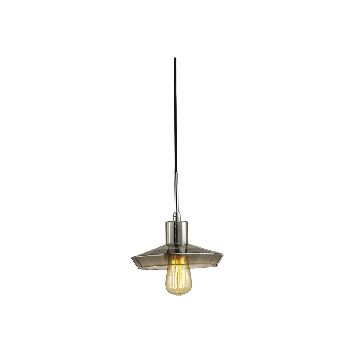 Markus Shallow Dome Ceiling Pendant E27 Polished Chrome, Smoke Black Glass - Polished Chrome – image 1
