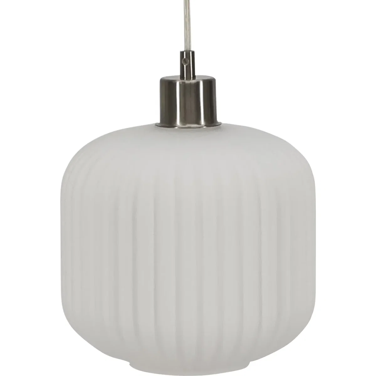 Set Of 2 Bento White Ribbed Glass With Satin Nickel Pendant Fittings - Satin Nickel & White – image 7
