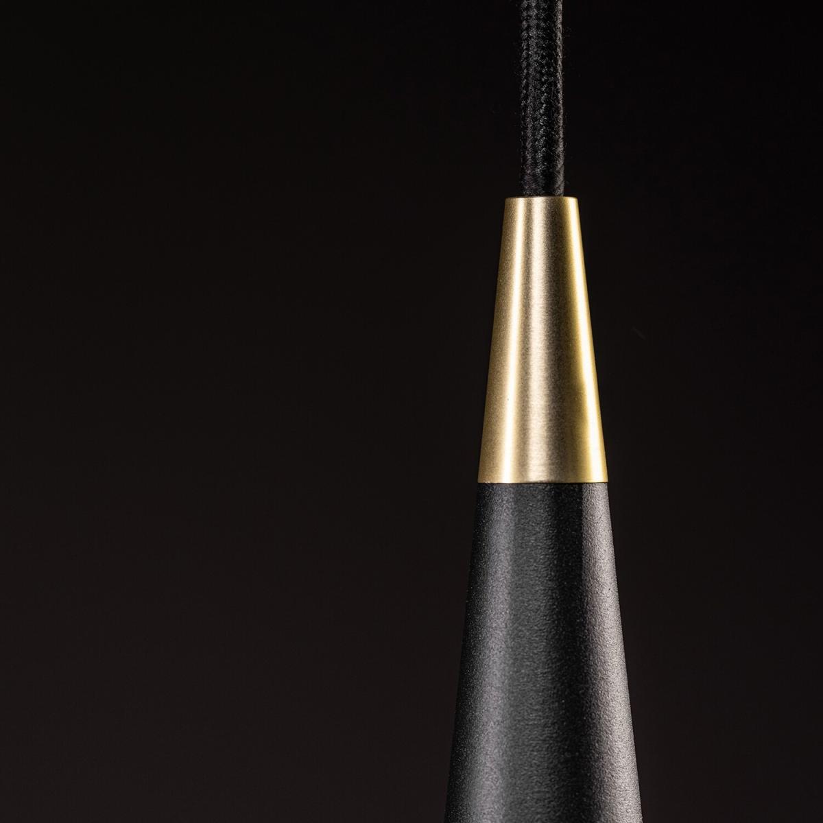 CGC EVI Black and Gold Cone Metal Pendant Ceiling Light Adjustable Black Cord - black – image 2