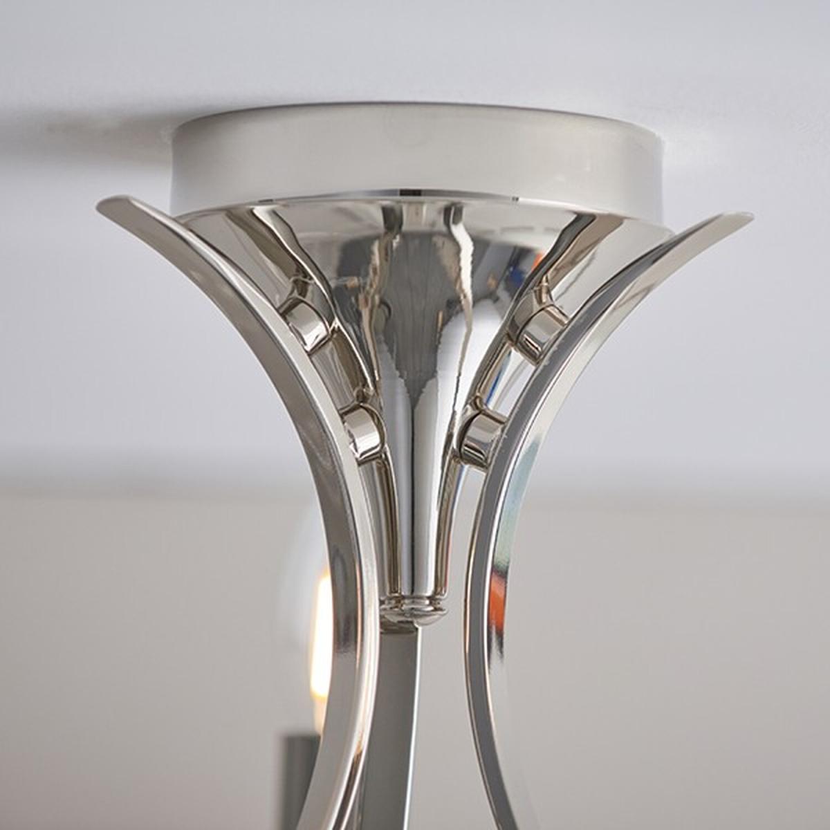 Penn 3 Light Semi Flush Multi Arm Ceiling Light Polished Nickel, E14 - Polished Nickel Plate – image 4