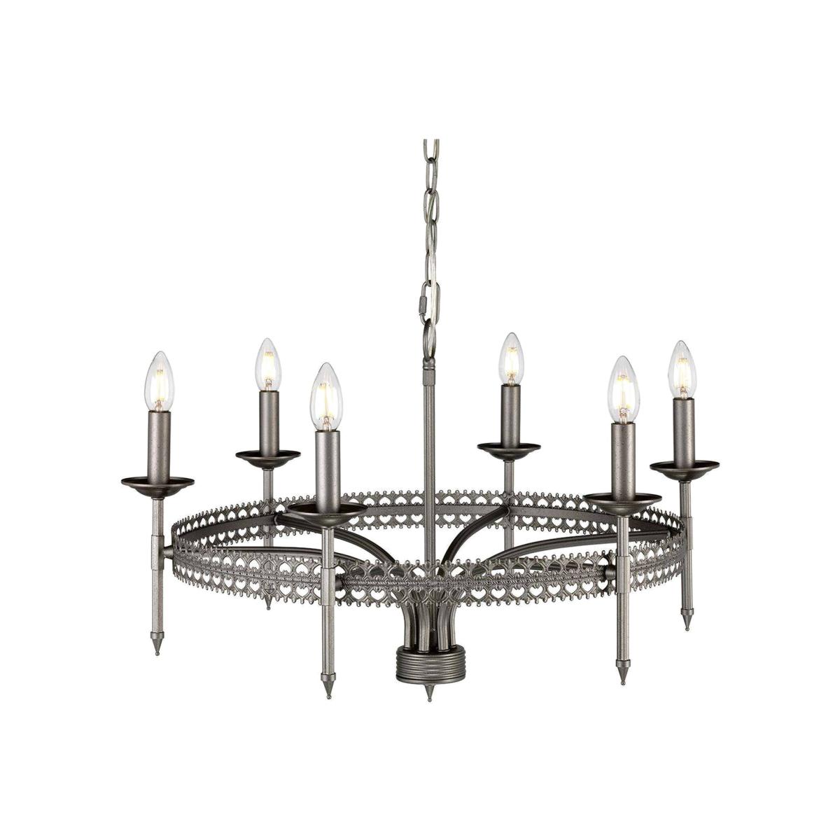 Crown 6 Light Chandelier Iron Finish, E14 - Iron