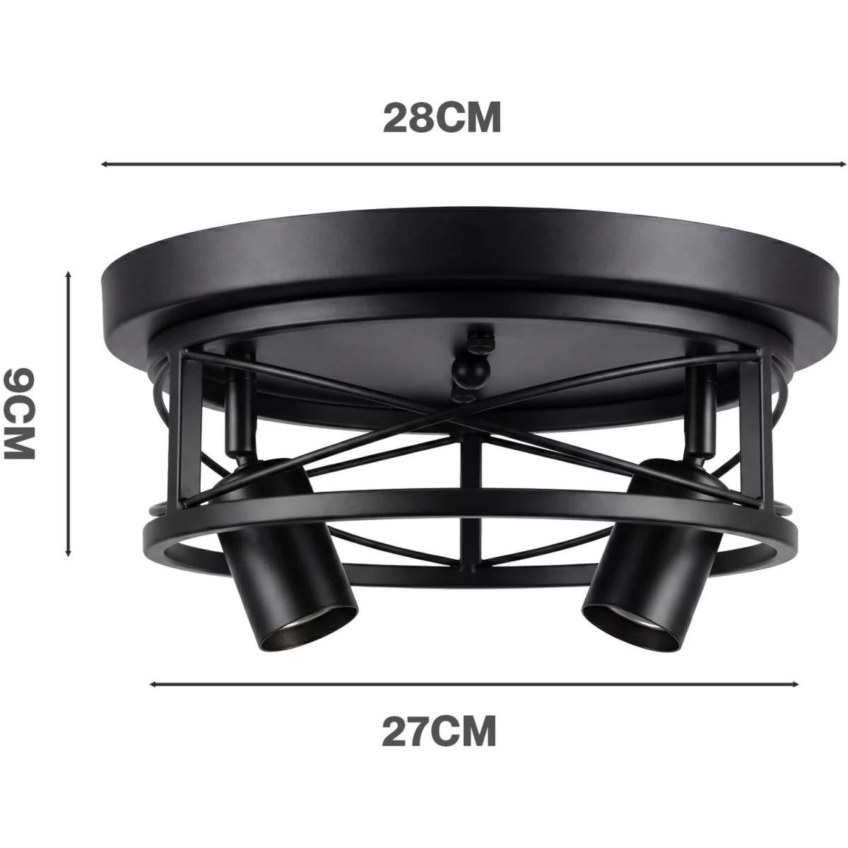 Ceiling Lights E27 Metal Cage 90 Adjustable Kitchen Fixture Black - Black – image 4