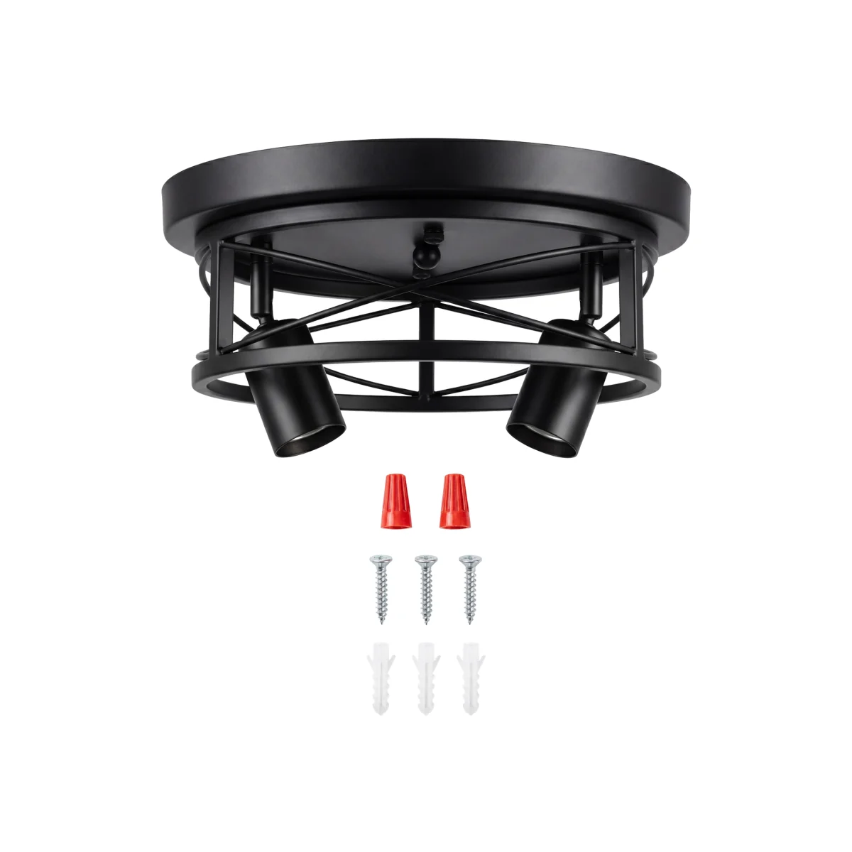 Ceiling Lights E27 Metal Cage 90 Adjustable Kitchen Fixture Black - Black – image 1