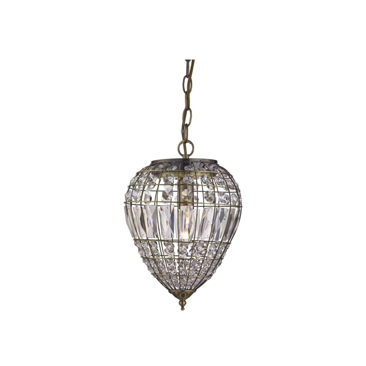 Pineapple Ceiling Drop Pendant Antique Brass with Glass Crystals, E14 - Antique Brass