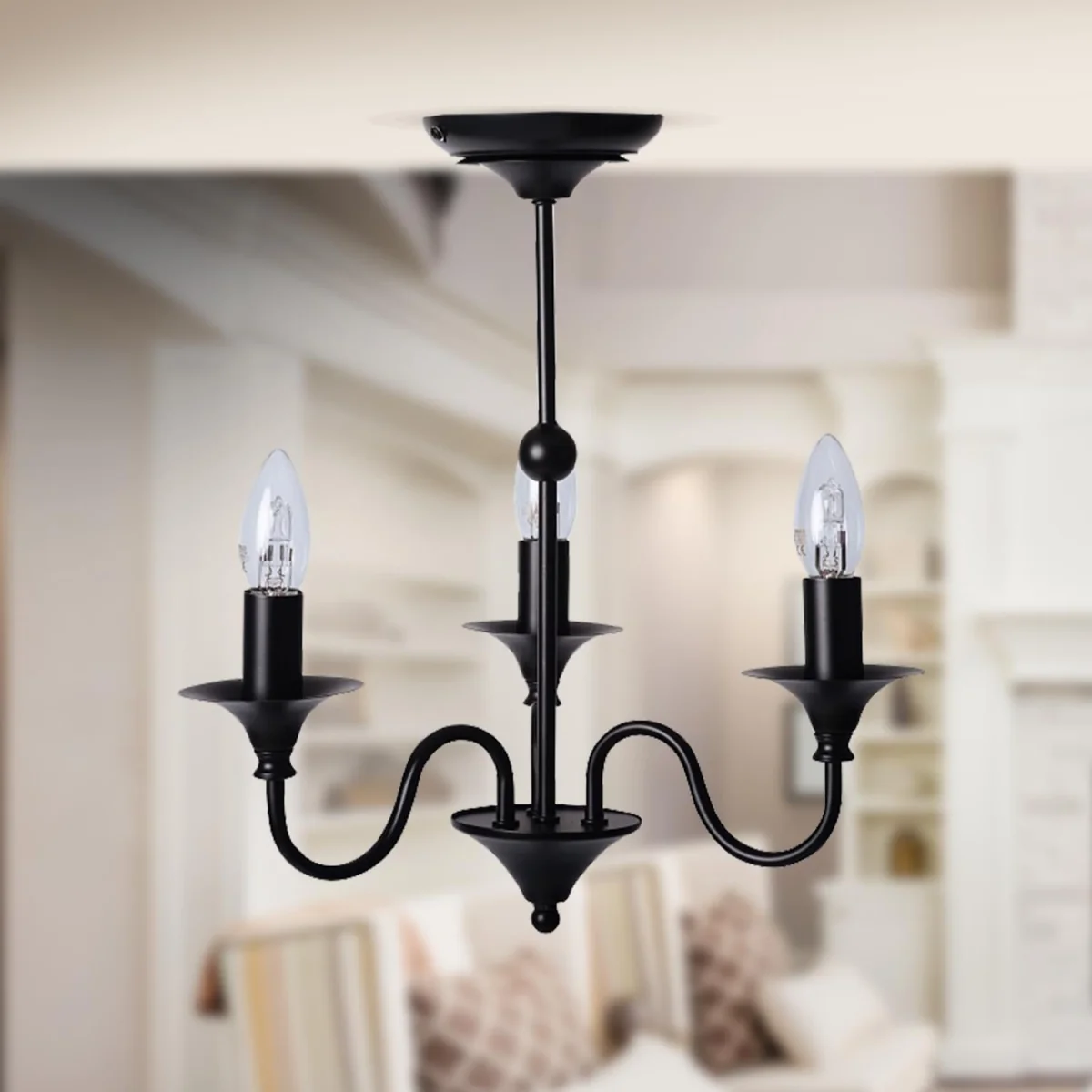 Marlow 3lt Flush Ceiling Light - Matt Black Paint – image 4