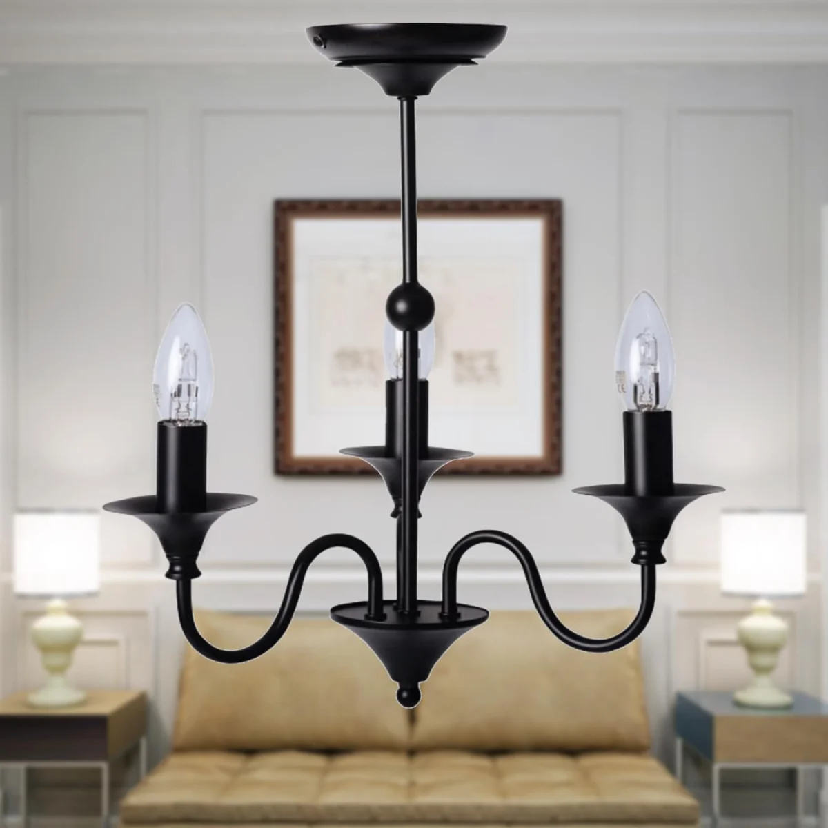 Marlow 3lt Flush Ceiling Light - Matt Black Paint – image 6
