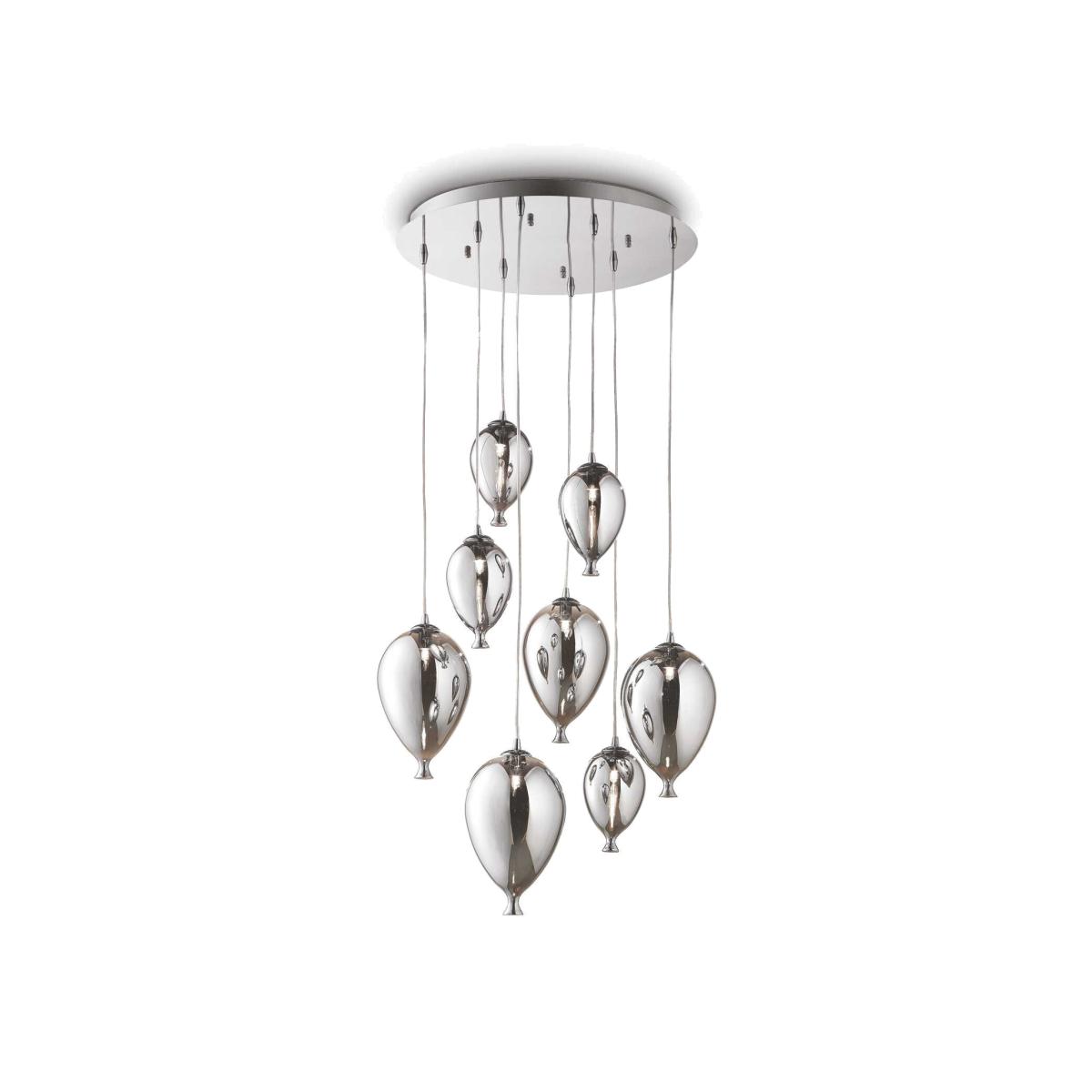 Clown 8 Light Balloon Cluster Pendant - Chrome / 103.0cm