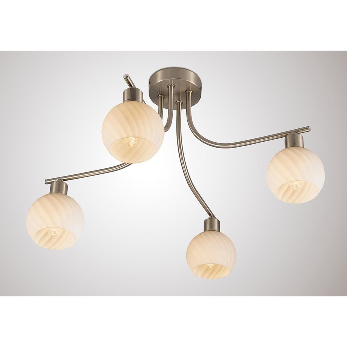 Carmen Semi Flush Ceiling E14 Satin Nickel, Swirl Pattern Fosted Glass - Satin Nickel – image 2
