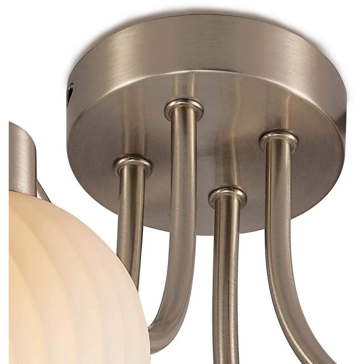 Carmen Semi Flush Ceiling E14 Satin Nickel, Swirl Pattern Fosted Glass - Satin Nickel – image 3