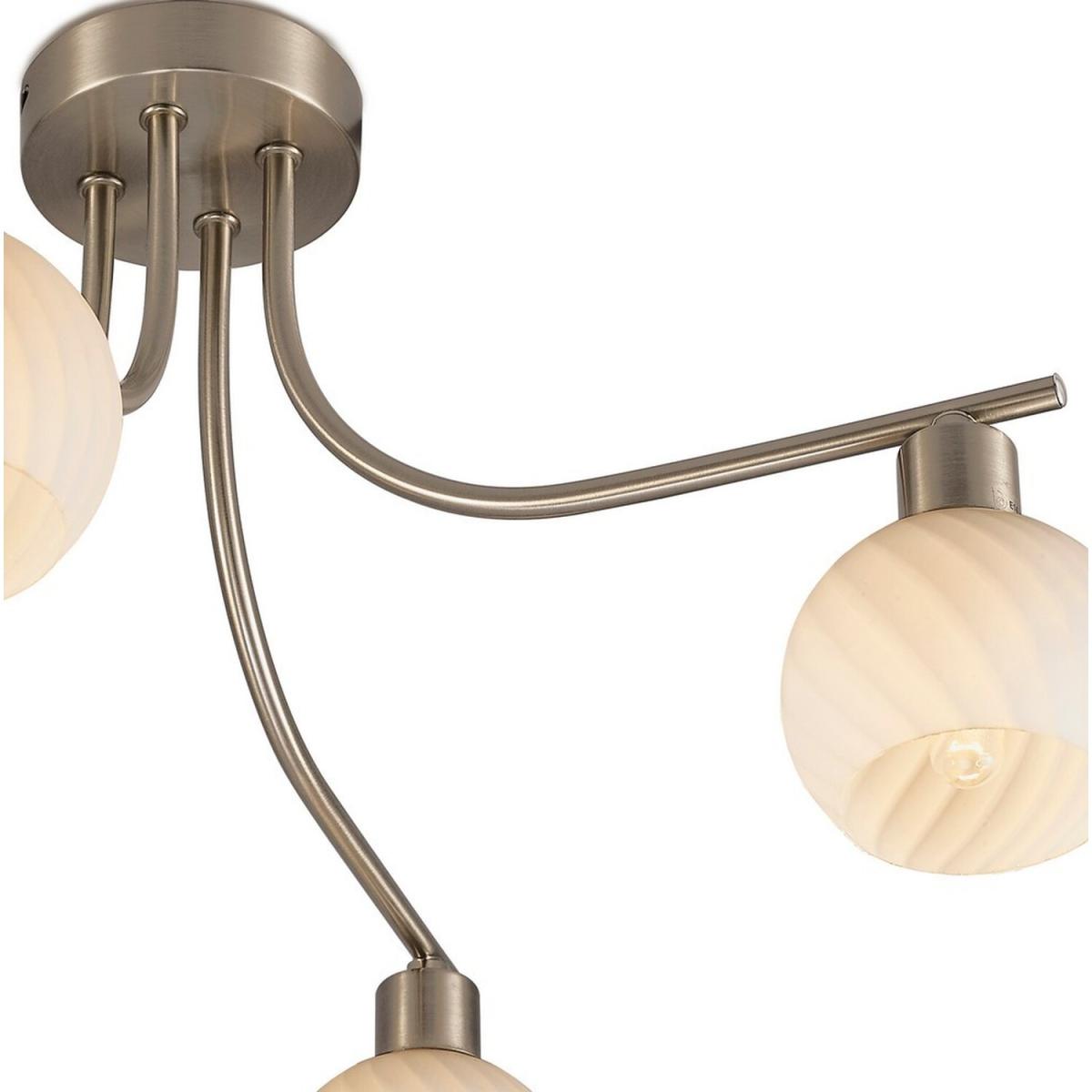 Carmen Semi Flush Ceiling E14 Satin Nickel, Swirl Pattern Fosted Glass - Satin Nickel – image 4