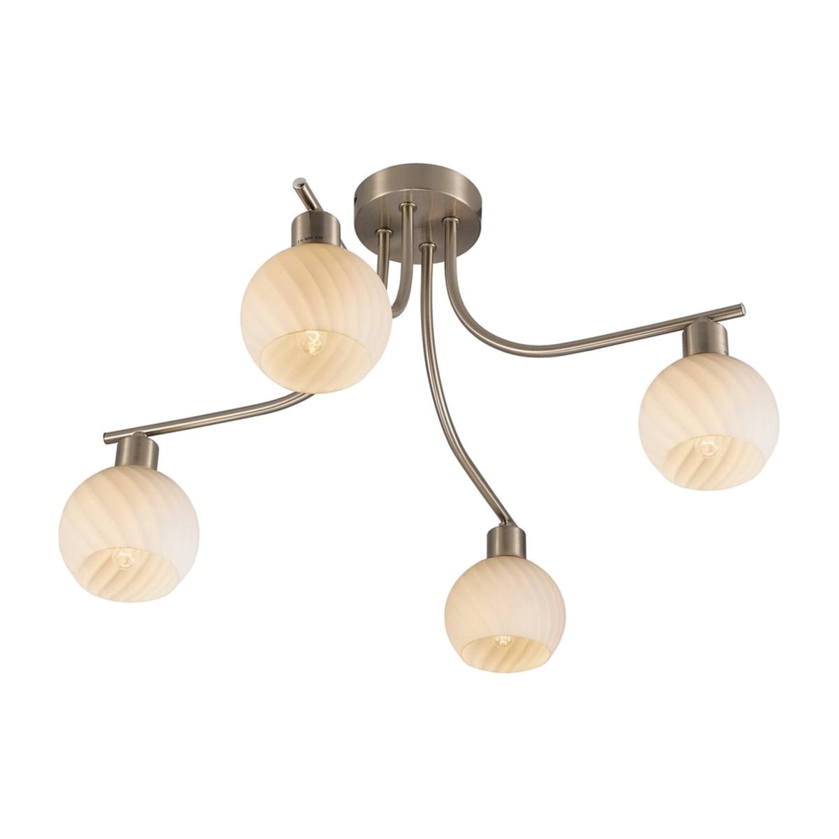 Carmen Semi Flush Ceiling E14 Satin Nickel, Swirl Pattern Fosted Glass - Satin Nickel – image 1