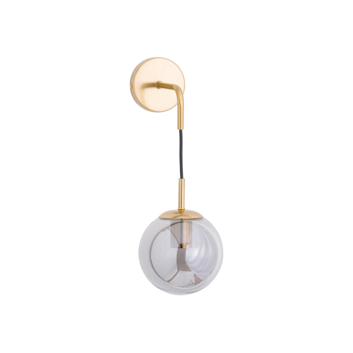 Brass Smoked Glass Globe Wall Hanging Pendant Vintage Lighting - Black