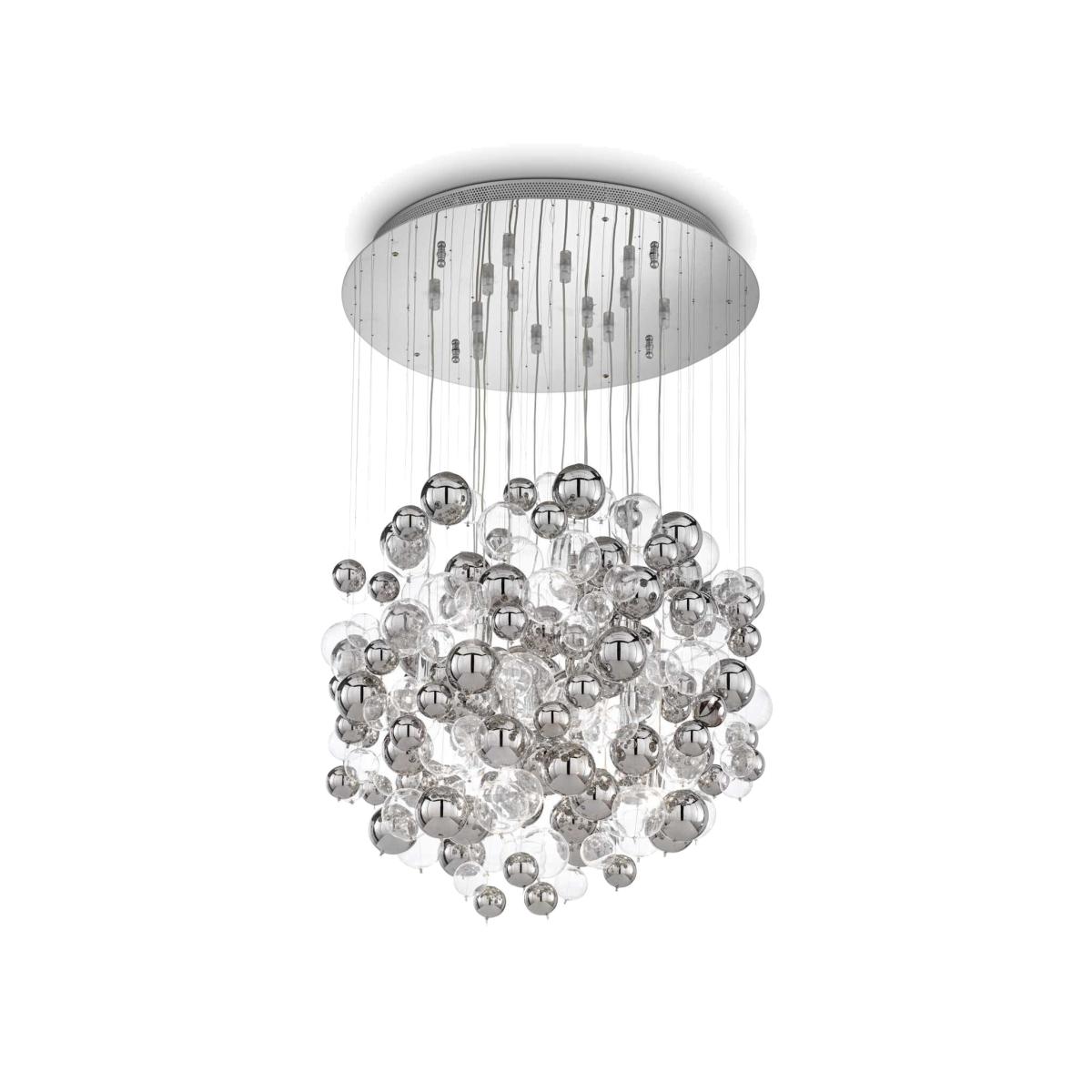 Bollicine 14 Light Blown Glass Bubbles Cluster Pendant - Chrome