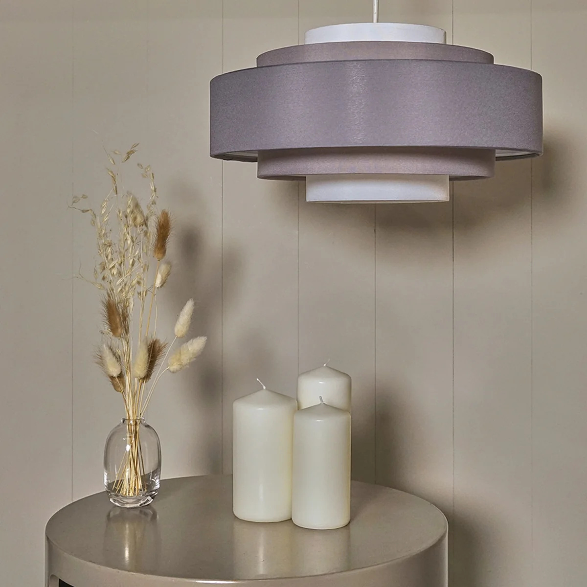Modern 3 Tone Grey 5 Tier Cylinder Ceiling Pendant Light Shade - Grey / Yes – image 2