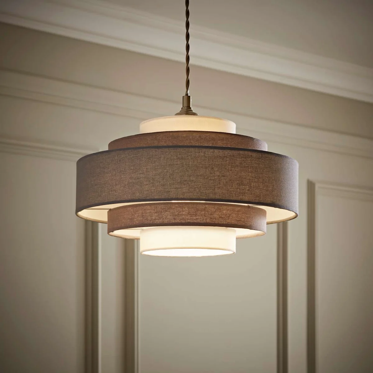 Modern 3 Tone Grey 5 Tier Cylinder Ceiling Pendant Light Shade - Grey / Yes – image 3