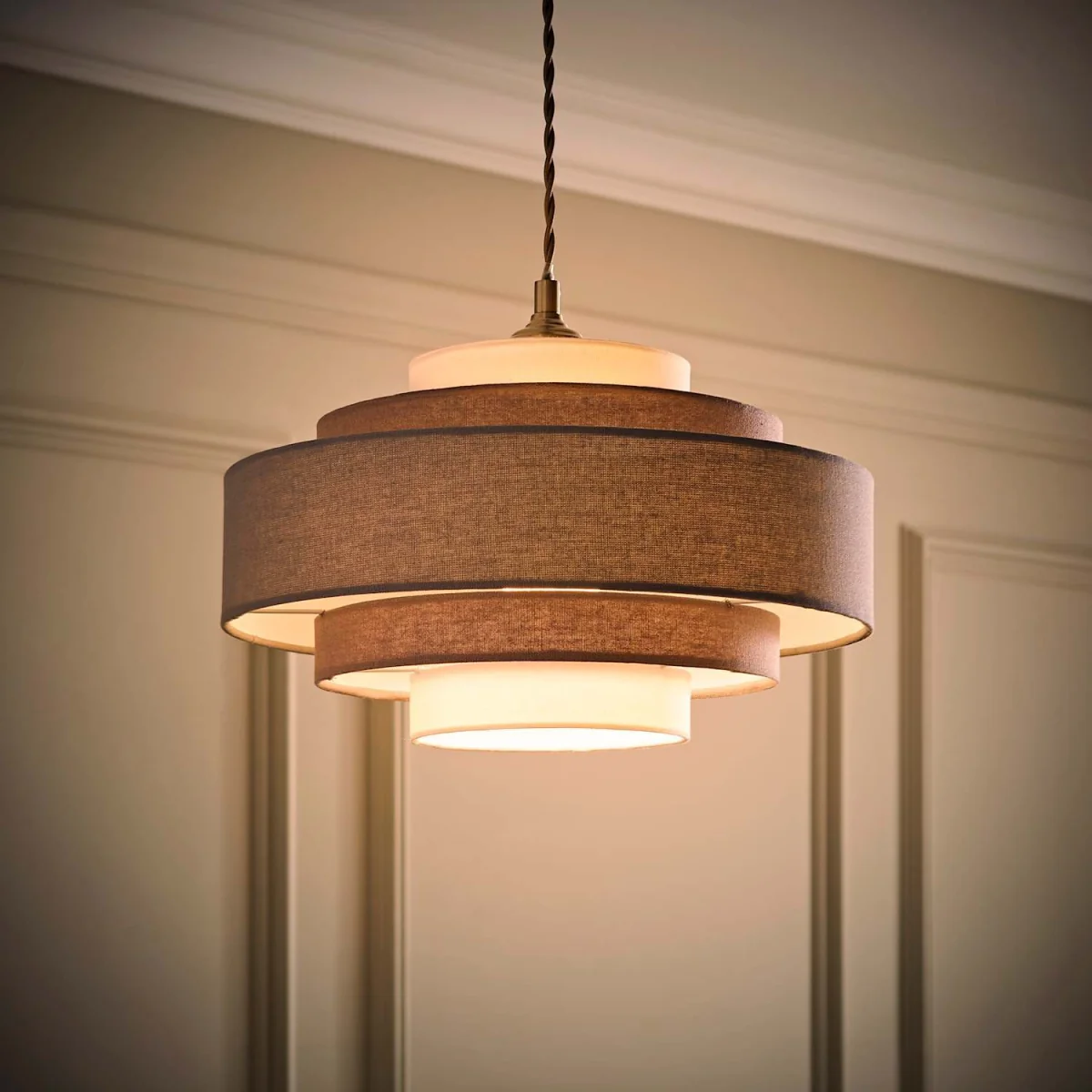Modern 3 Tone Grey 5 Tier Cylinder Ceiling Pendant Light Shade - Grey / Yes – image 4
