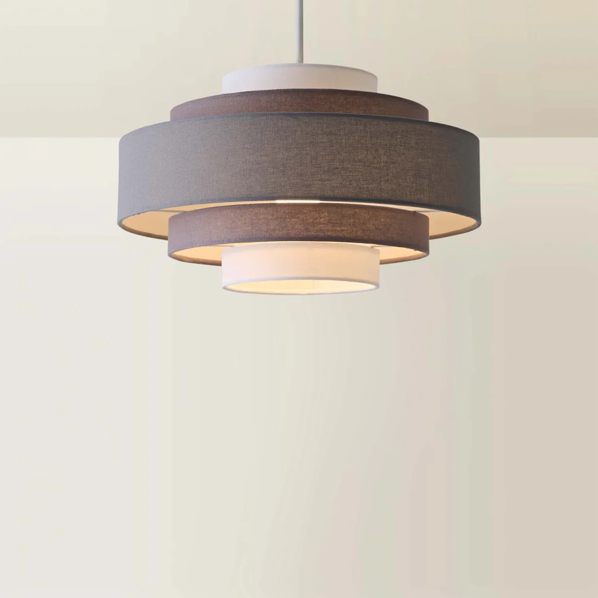 Modern 3 Tone Grey 5 Tier Cylinder Ceiling Pendant Light Shade - Grey / Yes – image 5