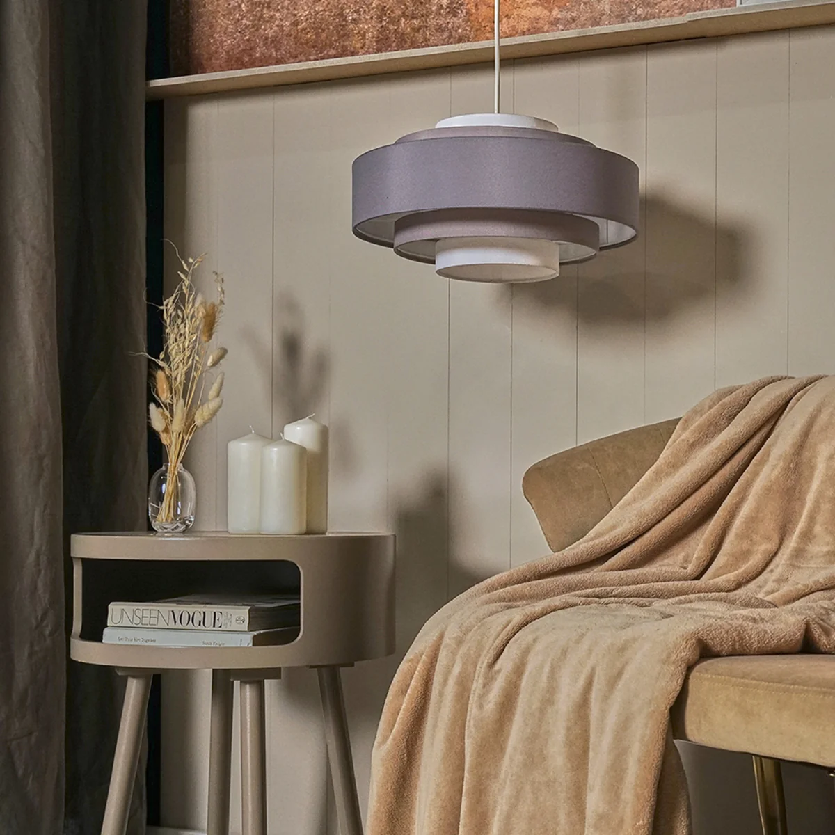 Modern 3 Tone Grey 5 Tier Cylinder Ceiling Pendant Light Shade - Grey / Yes – image 9