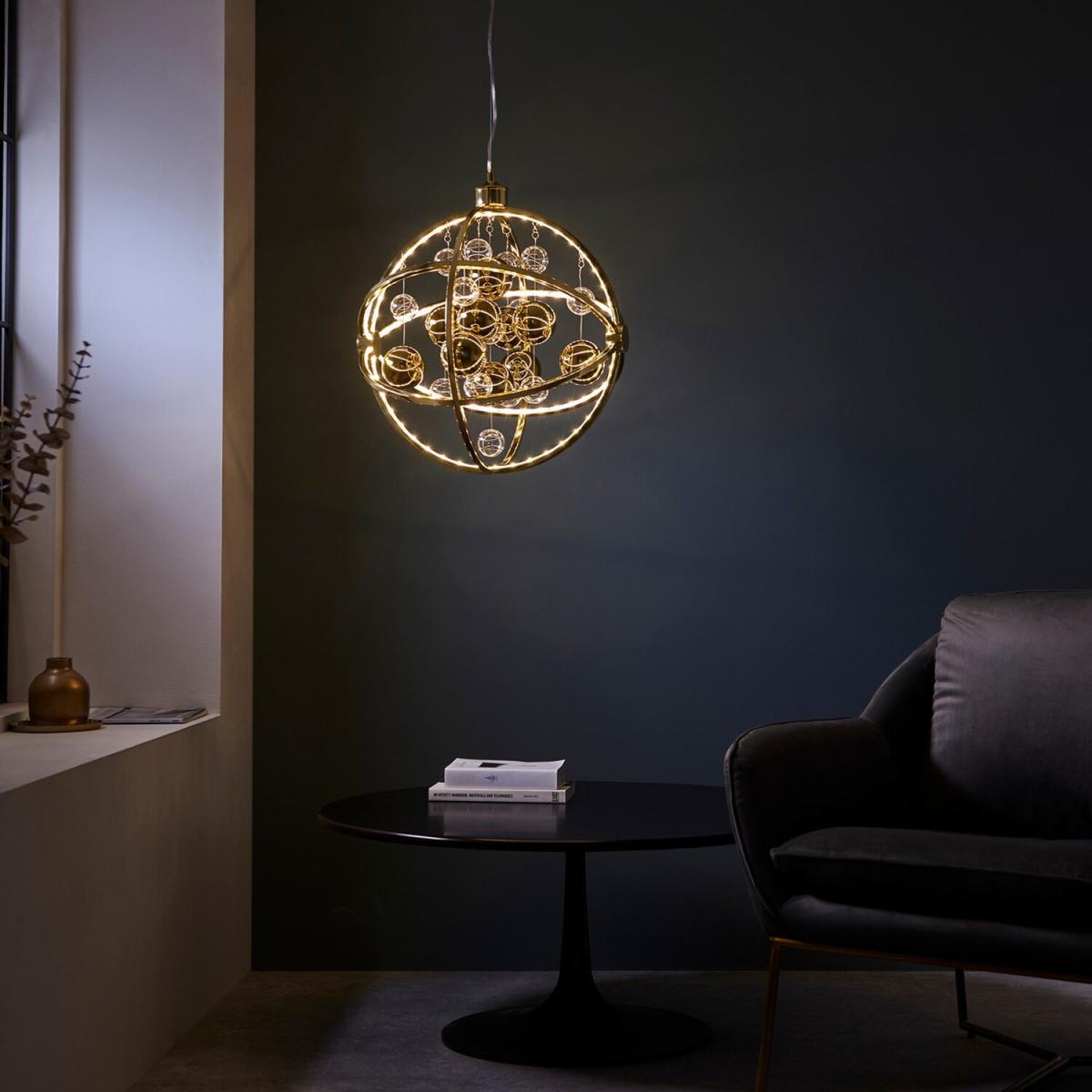 Muni Single Pendant Ceiling Lamp, Gold Effect Plate With, Gold Glass - Gold Effect – image 2