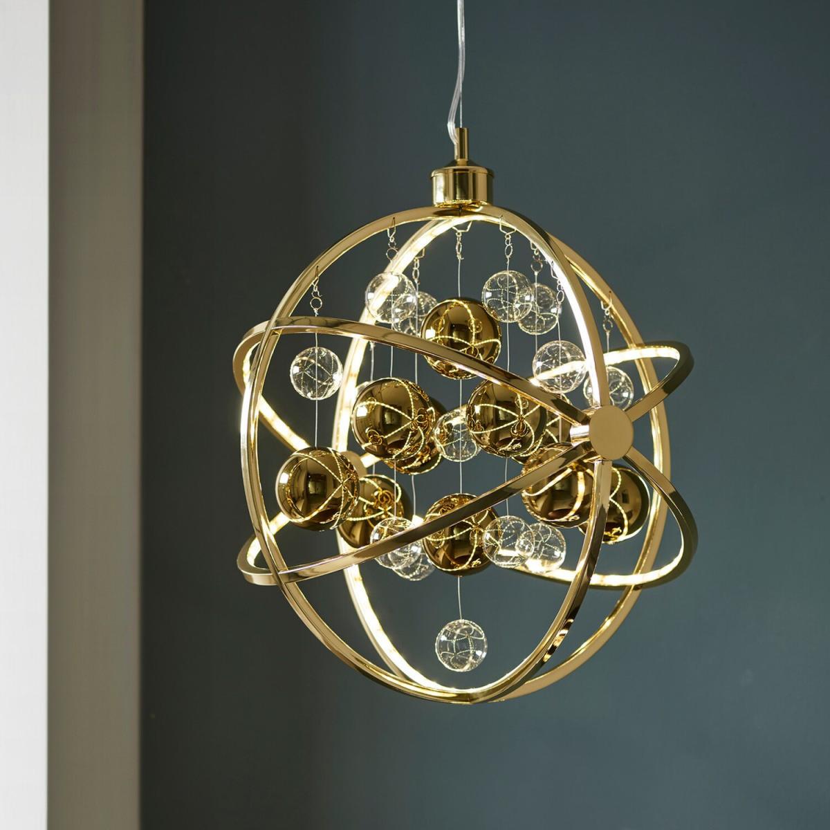 Muni Single Pendant Ceiling Lamp, Gold Effect Plate With, Gold Glass - Gold Effect – image 5