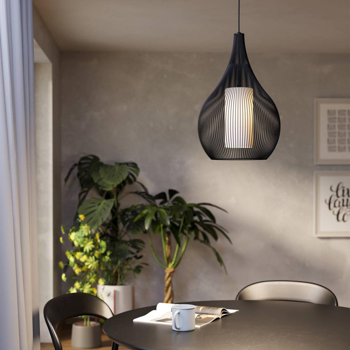 EGLO Razoni 1 Black Wire Teardrop Single Pendant Light - Black – image 2