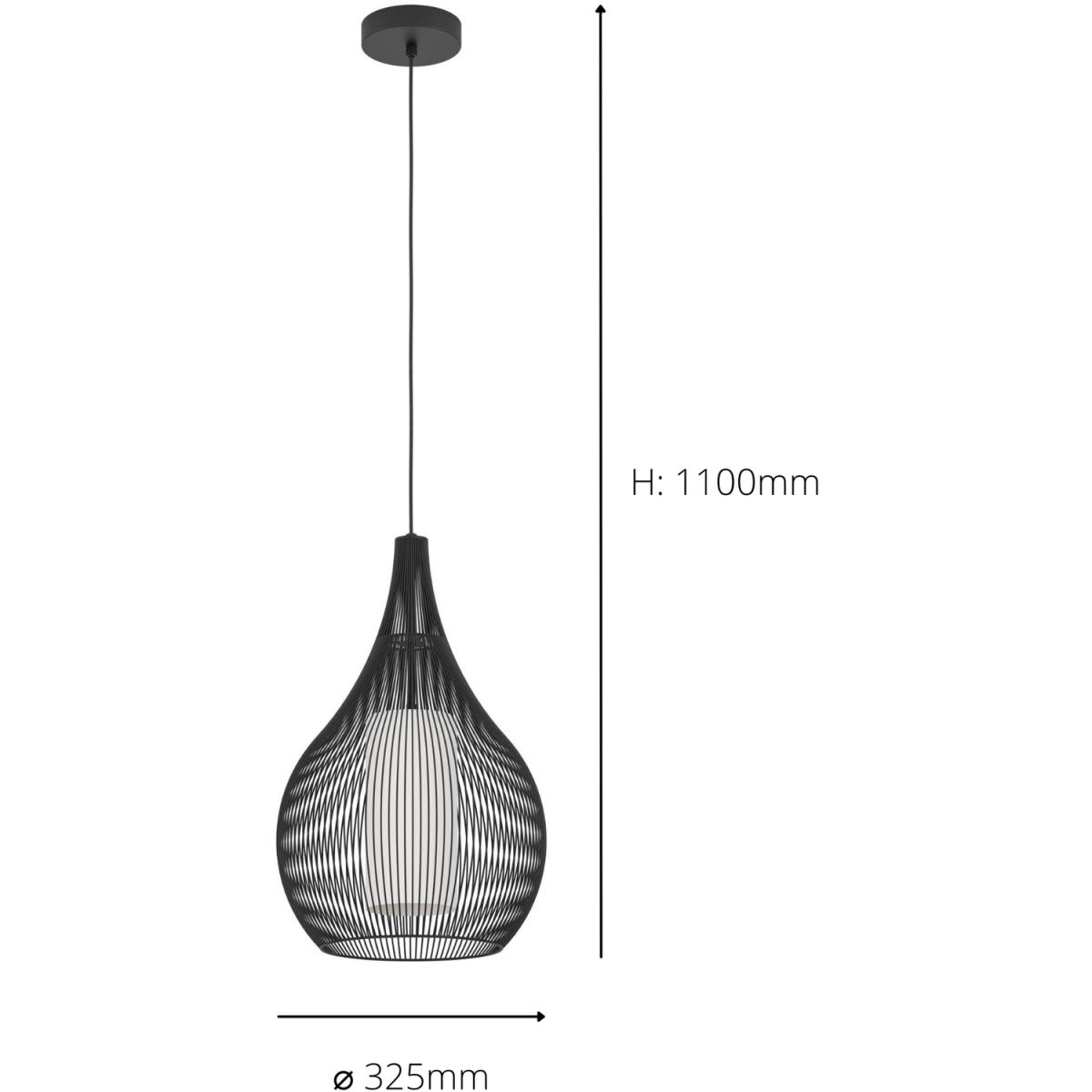 EGLO Razoni 1 Black Wire Teardrop Single Pendant Light - Black – image 4