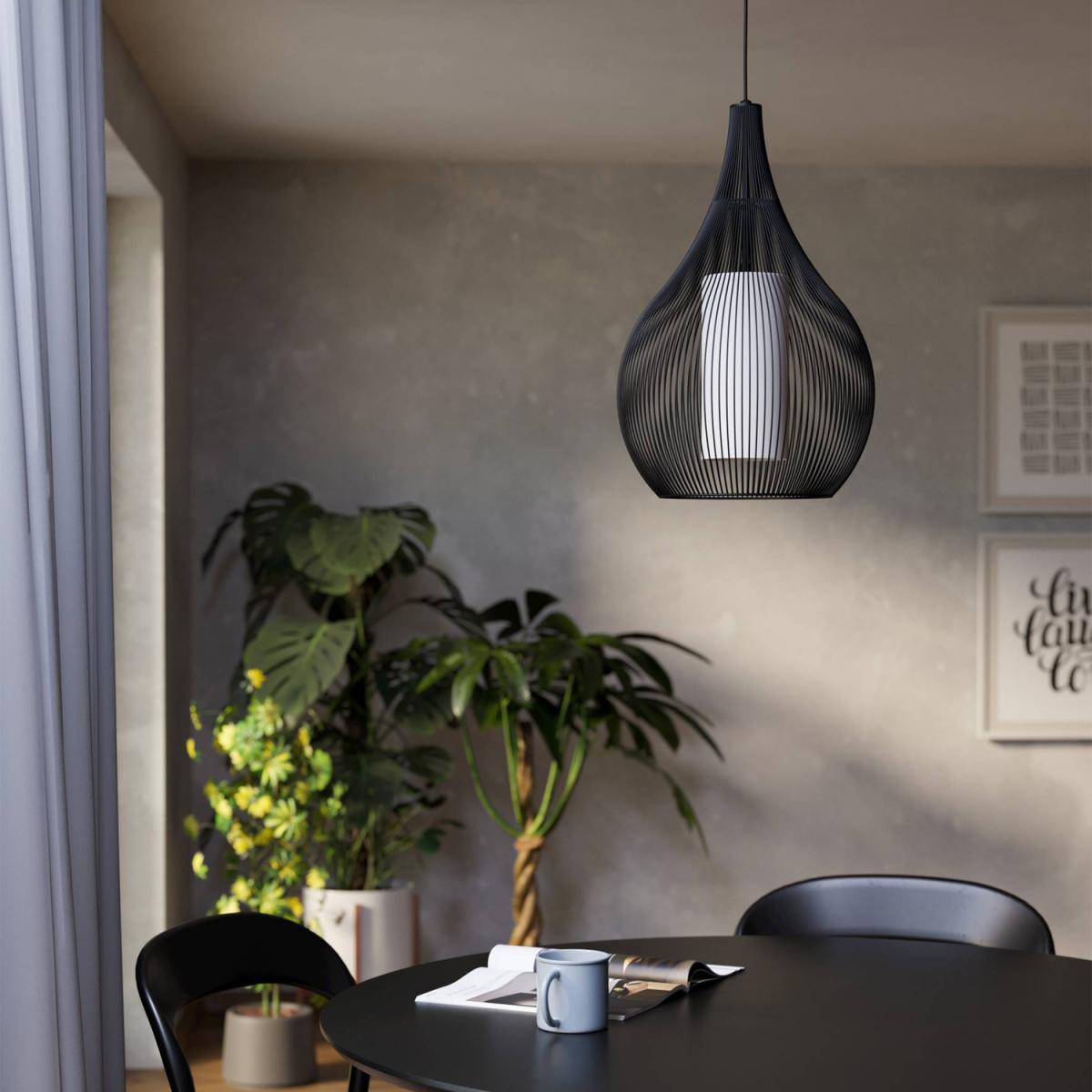 EGLO Razoni 1 Black Wire Teardrop Single Pendant Light - Black – image 1