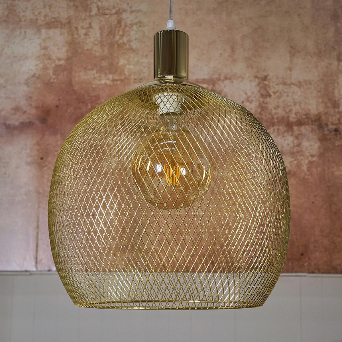 Retro Style Gold Metal Mesh Basket Style Ceiling Pendant Light Fitting - Gold – image 4