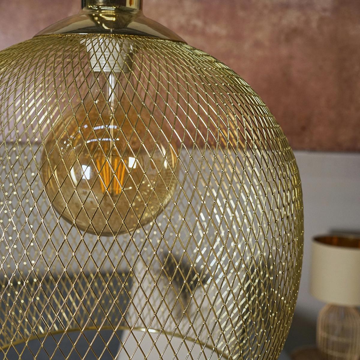 Retro Style Gold Metal Mesh Basket Style Ceiling Pendant Light Fitting - Gold – image 5