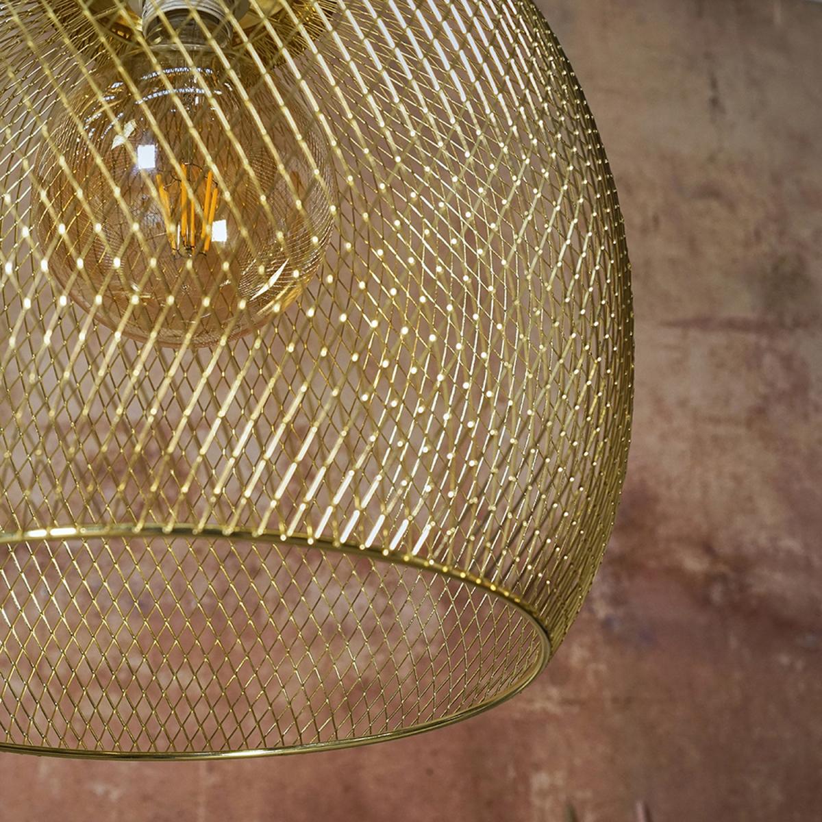 Retro Style Gold Metal Mesh Basket Style Ceiling Pendant Light Fitting - Gold – image 6