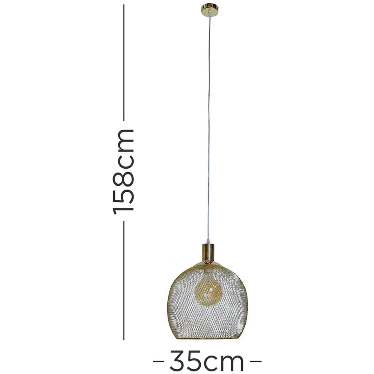 Retro Style Gold Metal Mesh Basket Style Ceiling Pendant Light Fitting - Gold – image 7