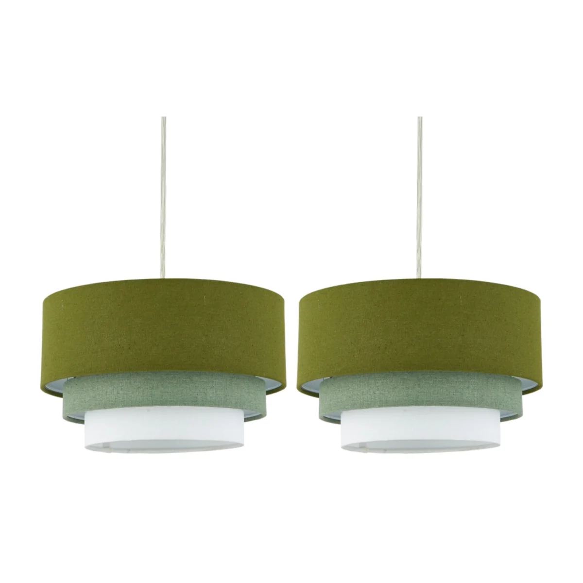 Set Of 2 Gabi Sage Green Ombre Linen 3 Tier Ceiling Light Shades - Sage Green – image 1