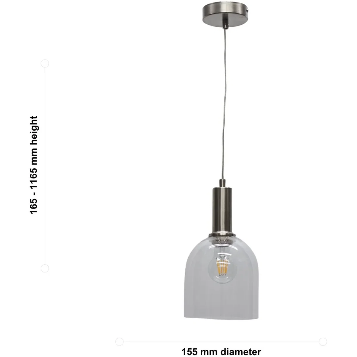 Set Of 2 Belten Clear Glass Cloche Satin Nickel Deco Pendants - Satin Nickel & Clear – image 6