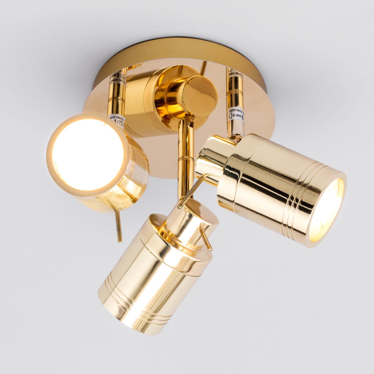 Hugo 3 Light Bathroom Ceiling Spotlight Plate - Brass – image 2