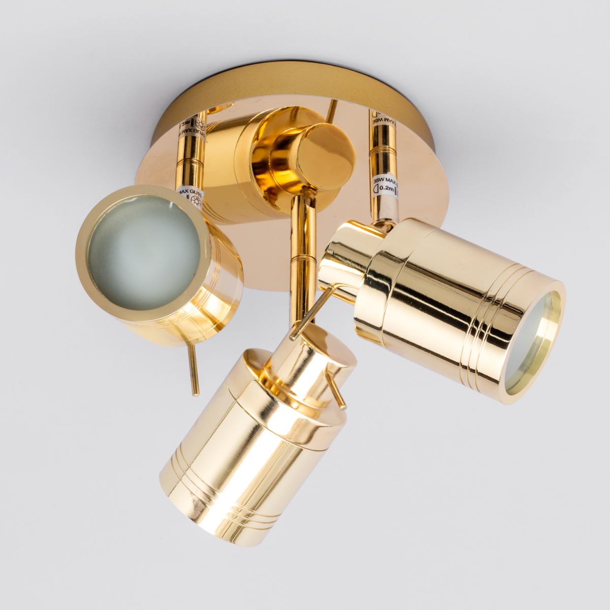 Hugo 3 Light Bathroom Ceiling Spotlight Plate - Brass – image 3