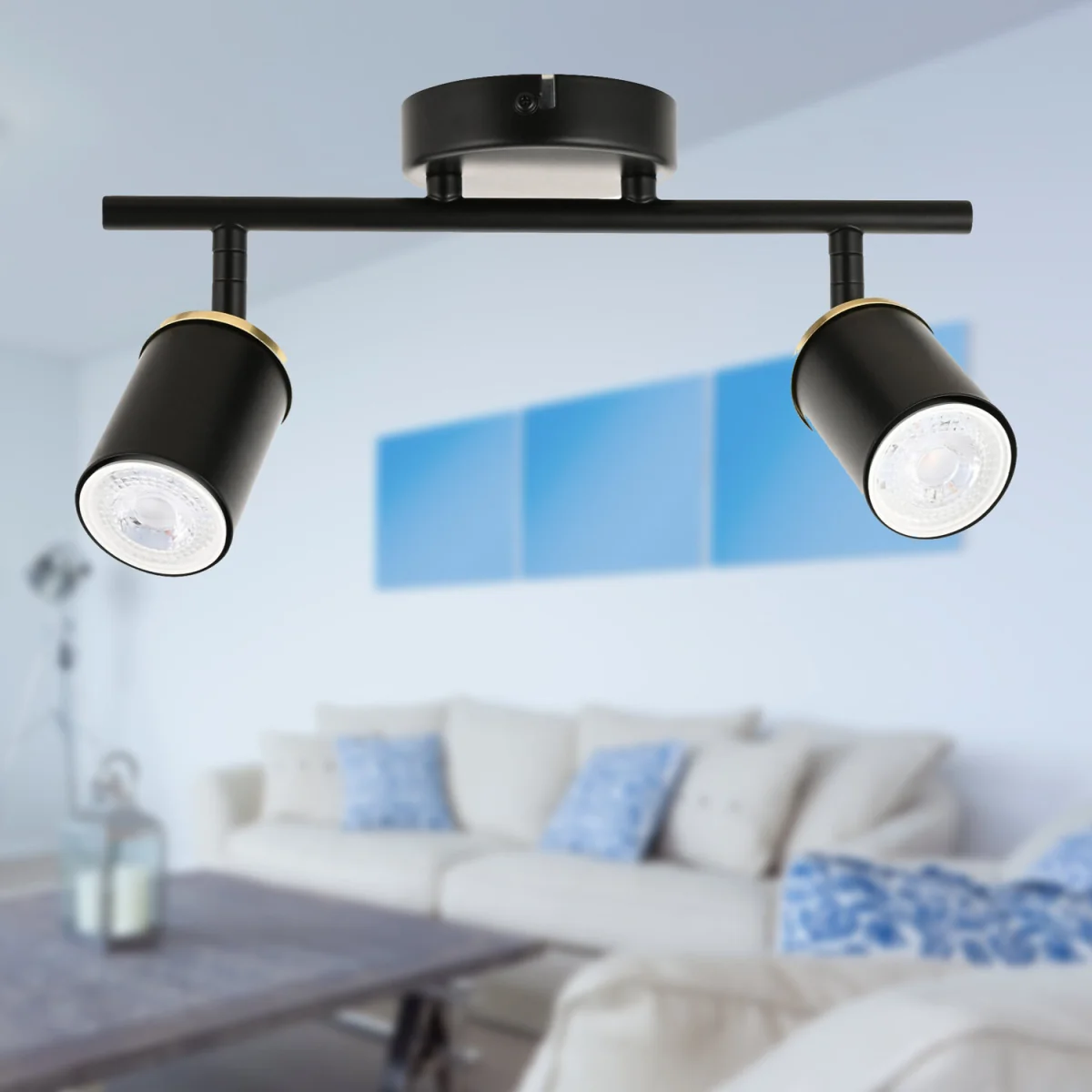 Larbert 2lt Ceiling Spotlight - Matt Black With Brushed Gold Detail – image 3