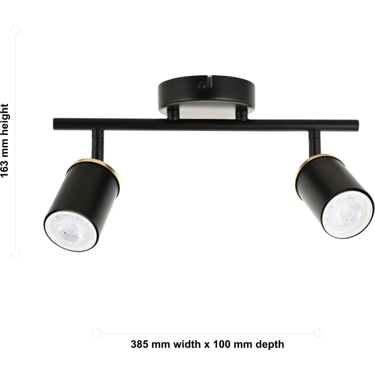 Larbert 2lt Ceiling Spotlight - Matt Black With Brushed Gold Detail – image 4