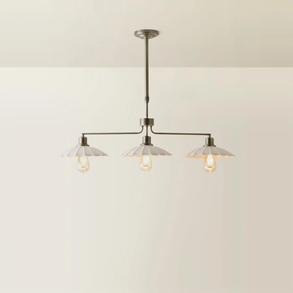 Holborn Cream Scallop 3 Drop Diner Bar Ceiling Light / Yes - Cream / No – image 5