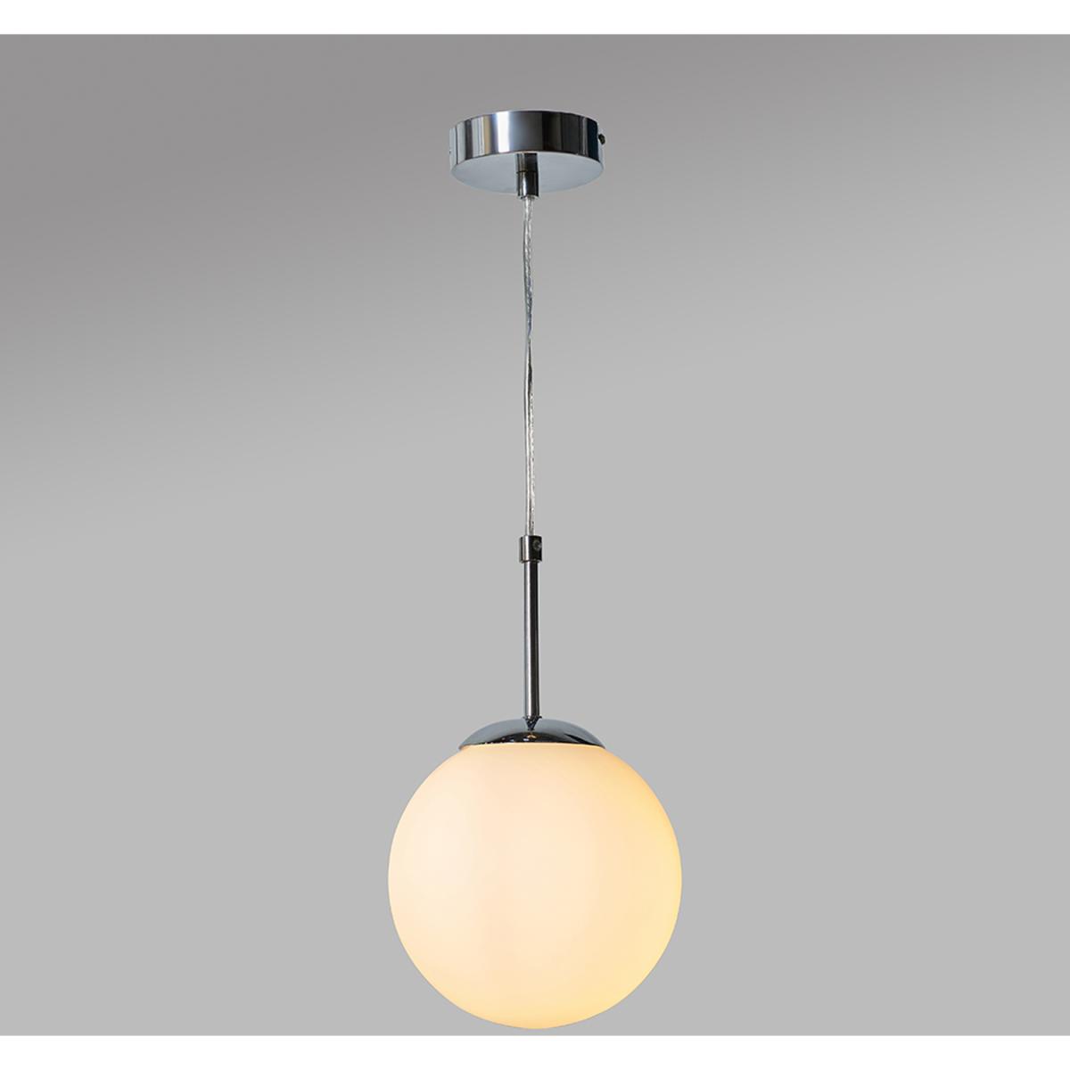 Modern Chrome And Opal Glass Globe Shade Ceiling Pendant Light Fitting - Chrome – image 2