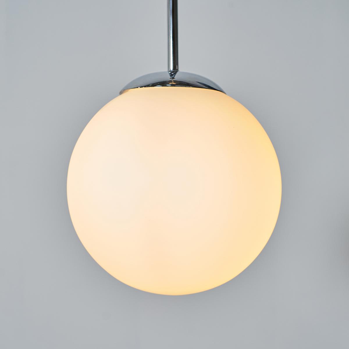 Modern Chrome And Opal Glass Globe Shade Ceiling Pendant Light Fitting - Chrome – image 3