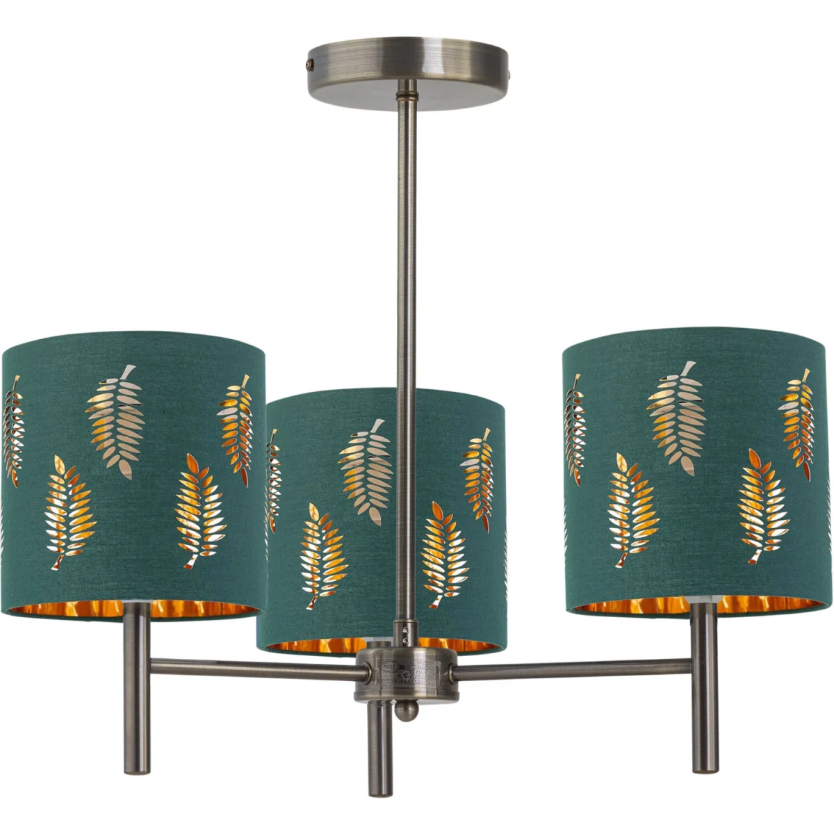 Brea Antique Brass 3 Arm Semi Flush Fitting Only - Antique Brass – image 2