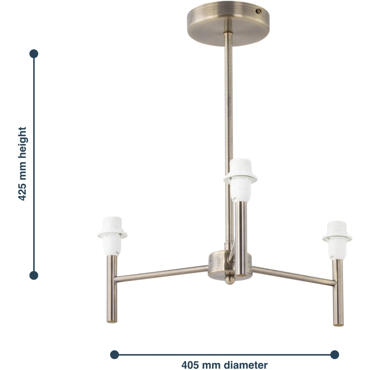 Brea Antique Brass 3 Arm Semi Flush Fitting Only - Antique Brass – image 6