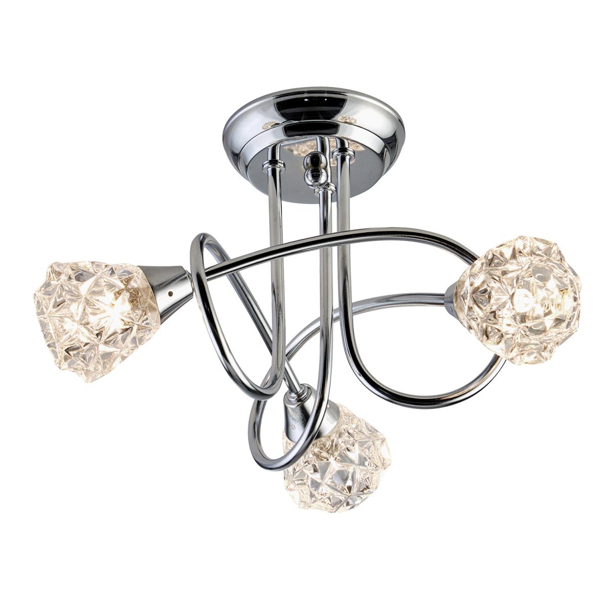 3 Light Chrome Ceiling With Clear Glass Shade – image 2
