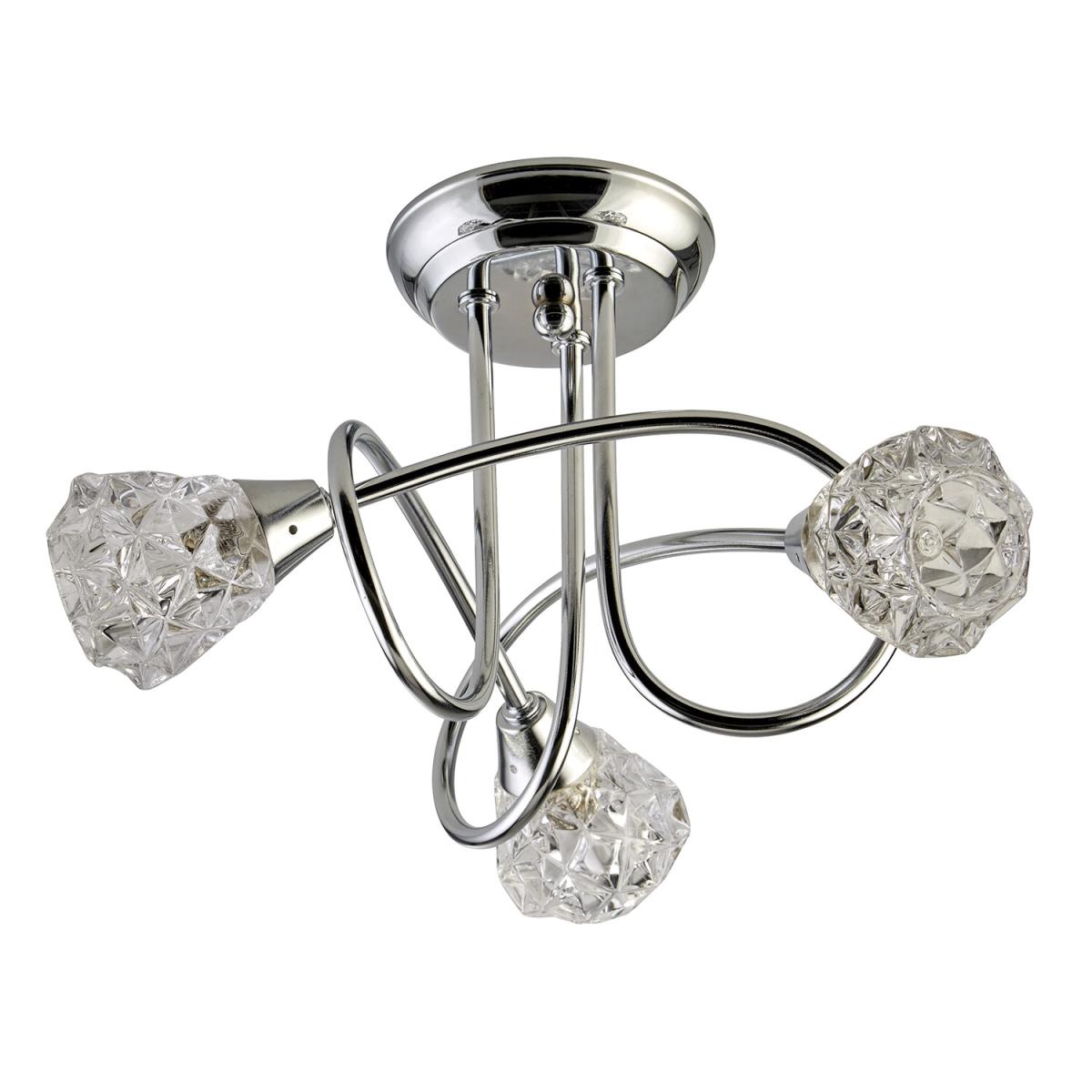 3 Light Chrome Ceiling With Clear Glass Shade – image 3