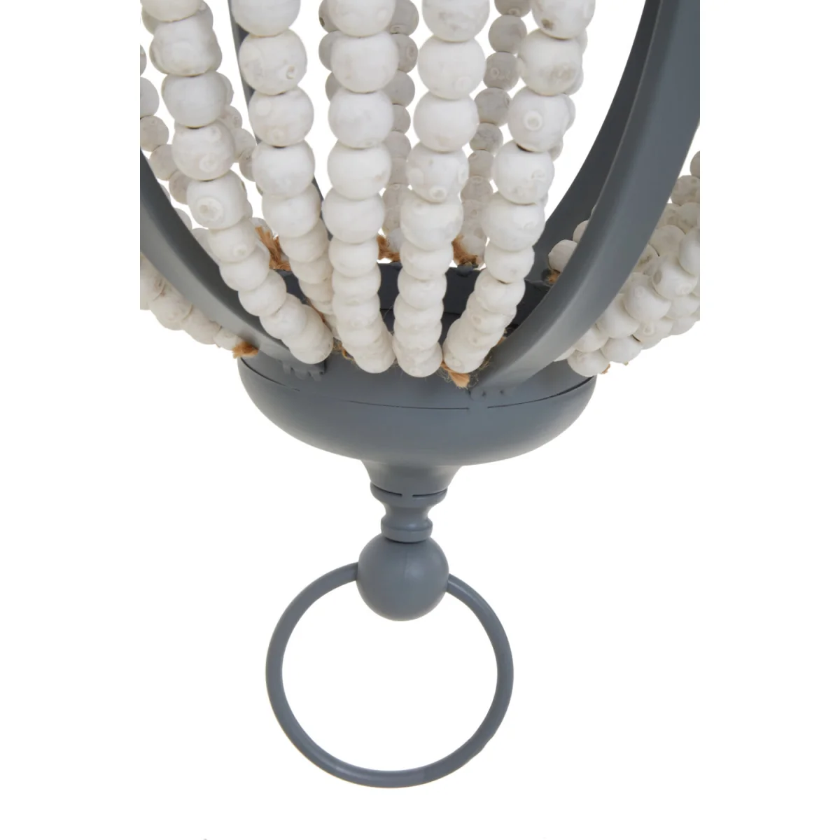 Lapiz Antique White Wooden Beads and Grey Pendant Light - White, Grey – image 5